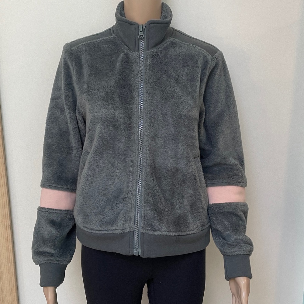 Free People Movement Fuzzy Gray Zip Jacket
